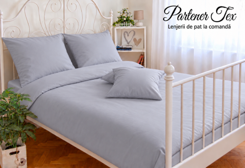 Lenjerie de pat bumbac Ranforce - Gri piatra