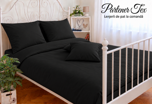 Lenjerie de pat bumbac Ranforce - Negru