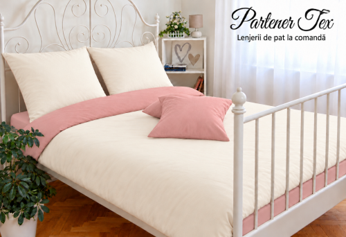 Lenjerie de pat bumbac Ranforce - Crem unt cu plamaniu