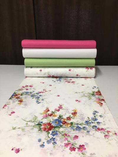 Lenjerie de pat bumbac Ranforce - Flori de camp cu bleo combinat cu alb