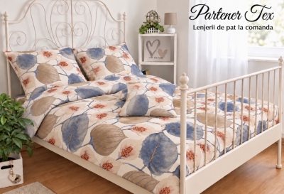 Lenjerie de pat bumbac Ranforce - Pictat bej-bleu