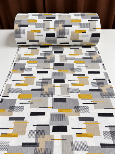 Lenjerie de pat bumbac Ranforce creponat - Modern gri-mustar