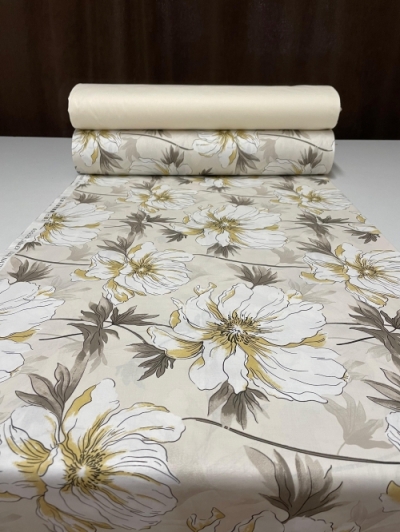 Lenjerie de pat bumbac Ranforce - Flori creionate cu ocru 