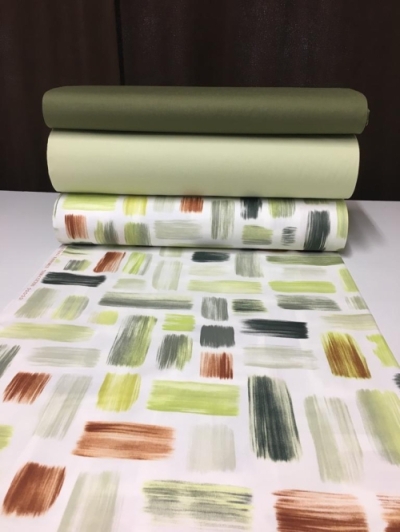 Lenjerie de pat bumbac Ranforce - Pensule pe verde cu verde deschis