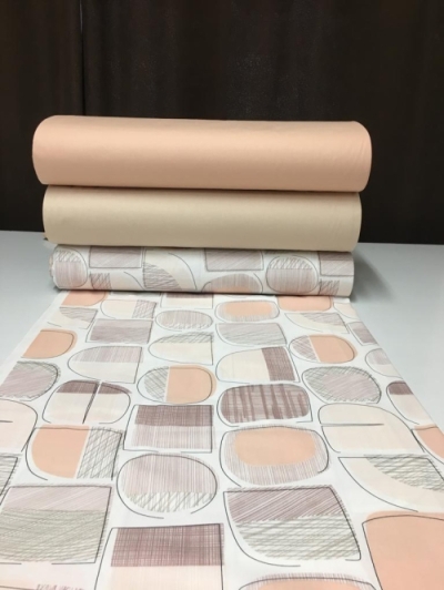 Lenjerie de pat bumbac Ranforce - Figuri abstracte bej perlat cu bej deschis