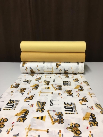 Lenjerie de pat bumbac Ranforce - Micul constructor pe alb
