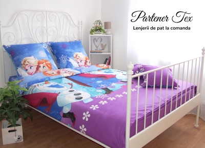 Lenjerie de pat bumbac Ranforce - Frozen pe mov