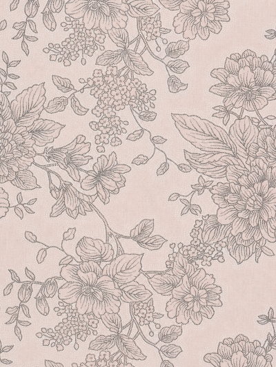 Lenjerie de pat bumbac Ranforce - Tapet floral pe frez combinat cu bej perlat