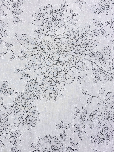 Lenjerie de pat bumbac Ranforce - Tapet floral pe gri combinat cu gri nisip