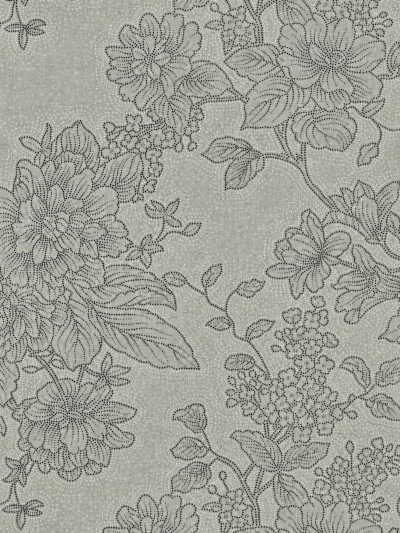 Lenjerie de pat bumbac Ranforce - Tapet floral pe verde combinat cu verde eucalipt