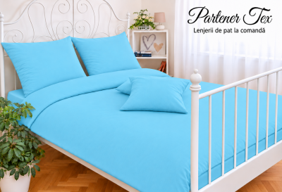Lenjerie de pat bumbac Ranforce - Albastru turcoaz