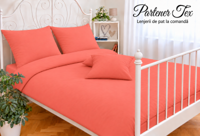 Lenjerie de pat bumbac Ranforce - Corai